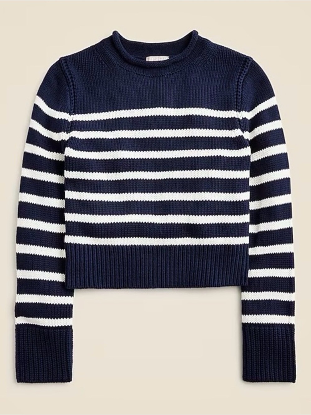 J.Crew Heritage Cotton Rollneck Sweater Navy Stripe size S